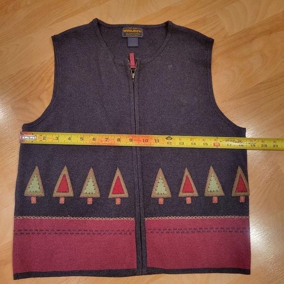 Woolrich Holiday Christmas Tree Full Zip Up vest size M Vintage - Picture 5 of 7